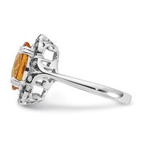 Sterling Silver Citrine & Diamond Oval Ring view 4