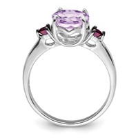 Sterling Silver Rhodium Pink Quartz & Rhodolite Garnet Ring view 2