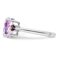 Sterling Silver Rhodium Pink Quartz & Rhodolite Garnet Ring view 3