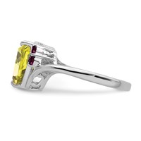 Sterling Silver Rhodium Lemon Quartz & Rhodolite Garnet Ring view 3