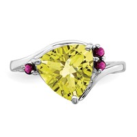 Sterling Silver Rhodium Lemon Quartz & Rhodolite Garnet Ring view 4