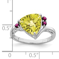 Sterling Silver Rhodium Lemon Quartz & Rhodolite Garnet Ring view 5