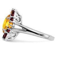 Sterling Silver Rhodium Citrine & Garnet Ring view 4