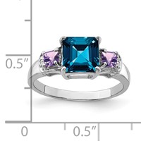 Sterling Silver Rhodium London Blue Topaz, Amethyst & Diam. Ring view 4