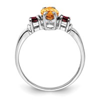 Sterling Silver Rhodium Citrine & Garnet Ring view 2