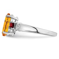 Sterling Silver Rhodium Citrine & Garnet Ring view 4