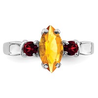 Sterling Silver Rhodium Citrine & Garnet Ring view 5