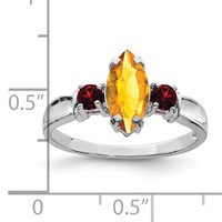 Sterling Silver Rhodium Citrine & Garnet Ring view 3