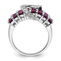 Sterling Silver Rhodium-plated Rhodolite Garnet & Diamond Ring view 2