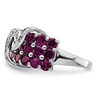 Sterling Silver Rhodium-plated Rhodolite Garnet & Diamond Ring view 4