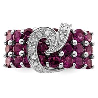Sterling Silver Rhodium-plated Rhodolite Garnet & Diamond Ring view 5