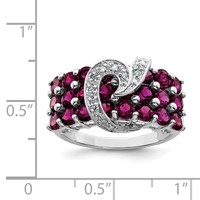 Sterling Silver Rhodium-plated Rhodolite Garnet & Diamond Ring view 3