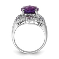Sterling Silver Rhodium-plated Amethyst, Tanzanite & Diamond Ring view 2