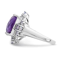 Sterling Silver Rhodium-plated Amethyst, Tanzanite & Diamond Ring view 4