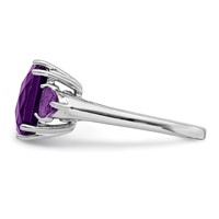 Sterling Silver Rhodium-plated Checker-Cut Amethyst Ring view 4