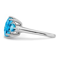 Sterling Silver Rhodium Octagonal Checker-Cut Blue Topaz Ring view 4