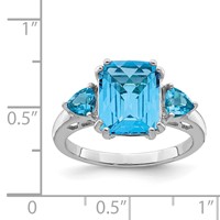 Sterling Silver Rhodium Octagonal Checker-Cut Blue Topaz Ring view 3