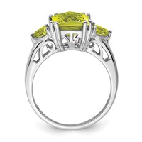 Sterling Silver Rhodium Checker-Cut Lemon Quartz Ring view 2