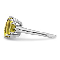 Sterling Silver Rhodium Checker-Cut Lemon Quartz Ring view 4
