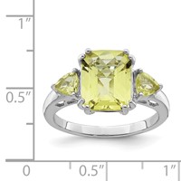 Sterling Silver Rhodium Checker-Cut Lemon Quartz Ring view 3