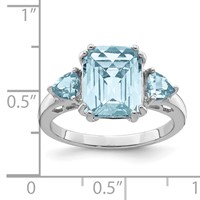 Sterling Silver Rhodium Checker-Cut Sky Blue & Sky Blue Topaz Ring view 3