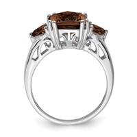 Sterling Silver Rhodium Checker-Cut Smoky Quartz Ring view 2