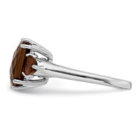 Sterling Silver Rhodium Checker-Cut Smoky Quartz Ring view 4