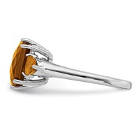 Sterling Silver Rhodium Checker-Cut Whiskey Quartz Ring view 4