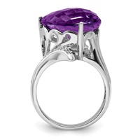Sterling Silver Rhodium-plated Amethyst & Diamond Ring view 2