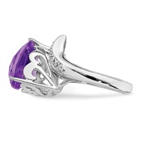 Sterling Silver Rhodium-plated Amethyst & Diamond Ring view 4