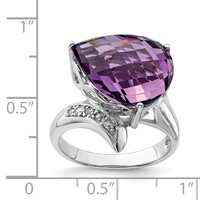 Sterling Silver Rhodium-plated Amethyst & Diamond Ring view 3