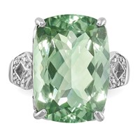 Sterling Silver Rhodium Green Quartz & Diam. Ring view 5