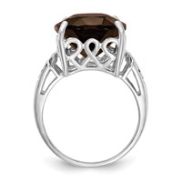 Sterling Silver Rhodium Smoky Quartz & Diam. Ring view 2