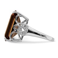 Sterling Silver Rhodium Smoky Quartz & Diam. Ring view 4