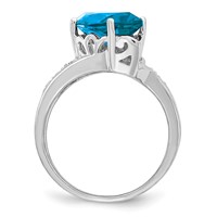 Sterling Silver Rhodium Blue Topaz & Diam. Ring view 2