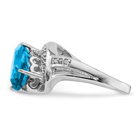 Sterling Silver Rhodium Blue Topaz & Diam. Ring view 4