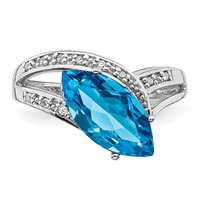 Sterling Silver Rhodium Blue Topaz & Diam. Ring view 5