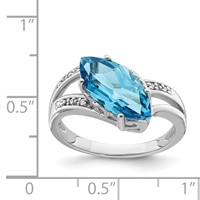 Sterling Silver Rhodium Blue Topaz & Diam. Ring view 3
