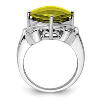 Sterling Silver Rhodium Checker-Cut Lemon Quartz Ring view 2