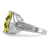 Sterling Silver Rhodium Checker-Cut Lemon Quartz Ring view 3