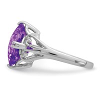 Sterling Silver Rhodium-plated Checker-Cut Amethyst Ring view 4