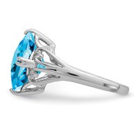 Sterling Silver Rhodium Checker-Cut Blue Topaz Ring view 4