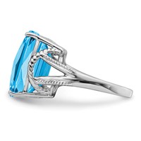 Sterling Silver Rhodium Checker-Cut Blue Topaz Ring view 4