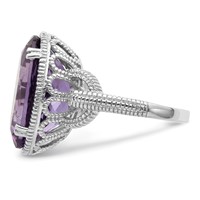 Sterling Silver Rhodium-plated Oval Amethyst Ring view 4