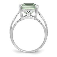 Sterling Silver Rhodium Octagonal Green Quartz Ring view 2