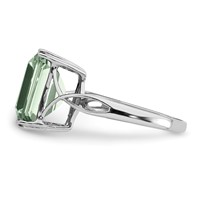 Sterling Silver Rhodium Octagonal Green Quartz Ring view 3
