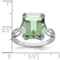 Sterling Silver Rhodium Octagonal Green Quartz Ring view 5