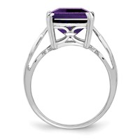 Sterling Silver Rhodium-plated Amethyst Ring view 2