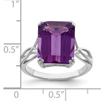 Sterling Silver Rhodium-plated Amethyst Ring view 3
