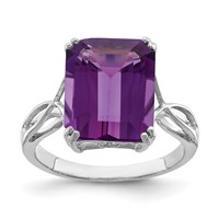 Sterling Silver Rhodium-plated Amethyst Ring view 1